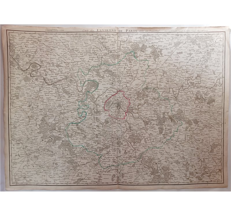 Map Mappa Antica Environs de Paris / Parigi - Delamarche fine XVIII secolo inizio XIX. “Carte des Environs de Paris avec