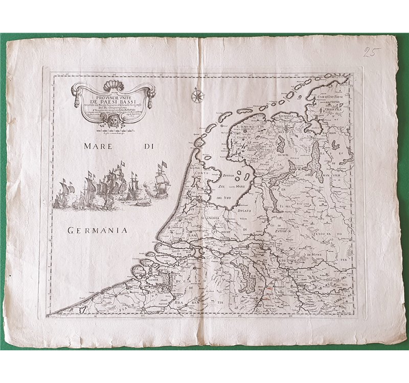 Mappa / Map Provincie Unite Paesi Bassi | Provinces Unites Netherlands 1672 Falda Rossi Sanson. Antica carta geografica delle Pr