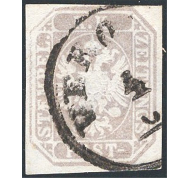 Lombardo Veneto - 1863 - Francobolli per giornali Stemma austro-ungarico (1,05 s.) bruno grigio, n° 11. Cert.: IC. Cat. € 250 (U