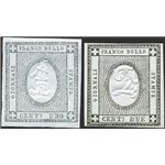 Sardegna - 1861 - Francobolli per stampati, cifra in rilievo, n° 19/20. Cert.: Biondi. Cat. € 1.130 (**)