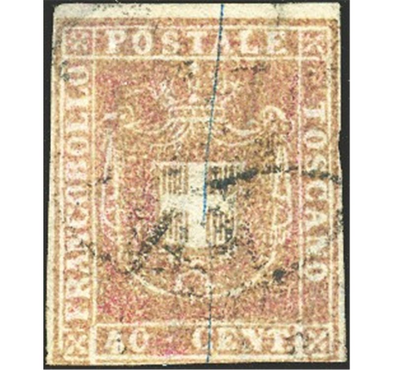 Toscana - 1860 - Governo Provvisorio 40 c. carminio, n° 21. Cert.: Biondi. Cat. € 650 (U)