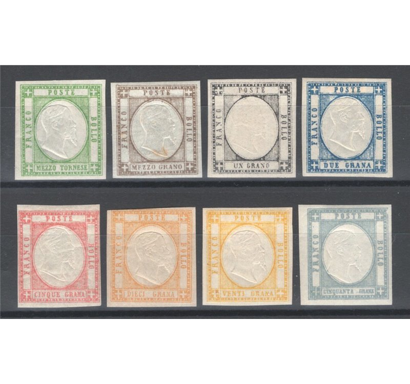1861 - Provincie Napoletane, serie n° 17/24. Cert.: Biondi. Cat. € 3.500 (*)