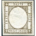1861 - Provincie Napoletane Vittorio Emanuele ½ gr. bistro bruno con effigie capovolta, n° 18f. Firm.: Chia - AD - ED. Cert.: Bi