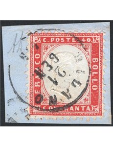1862 - Vittorio Emanuele 40 c. rosso carminio, n° 3. Cat. € 425 (Fr)