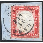 1862 - Vittorio Emanuele 40 c. rosso carminio, n° 3. Cat. € 425 (Fr)