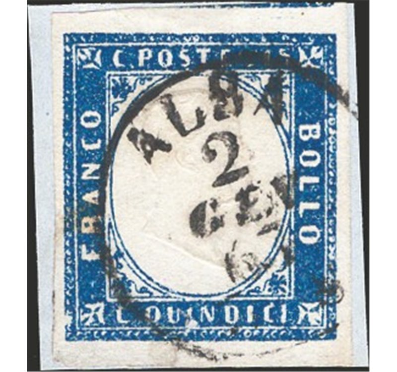 1863 - Vittorio Emanuele 15 c. azzurro, n° 11. Cat. € 110 (Fr).