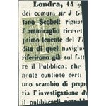 1863 - Cifra 1 c. verde oliva annullato su frammento di giornale mediante stampa tipografica dello stesso, n° T14. Cert.: Biondi