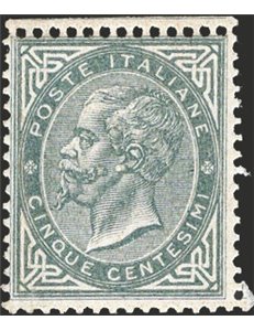 1863 - Vittorio Emanuele 15 c. grigio verde tiratura di Londra, n° L16 con discreta centratura. Cert.: Biondi. Cat. € 7.000 (**)