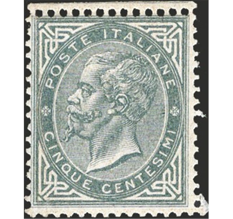 1863 - Vittorio Emanuele 15 c. grigio verde tiratura di Londra, n° L16 con discreta centratura. Cert.: Biondi. Cat. € 7.000 (**)