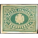 1864 - Saggi Giuseppe Re Giuseppe Re segnatasse stemma sabaudo 10 c. verde smeraldo. Cert.: Biondi (**)