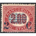 1878 - Servizio 2 c. su 2 £, n° 34 Cert.: Chia. Cat. € 360 (*)