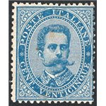 1879 - Umberto I 25 c. azzurro, n° 40. Firm.: Raybaudi - AD - ED. Cert.: Apicella. Cat. € 1.250 (**)