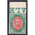1889 - Umberto I 5 £ verde e carminio, con ottima centratura, n° 49. Cert.: IC. Cat. € 500 (**)