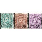 1890/91 - Umberto I soprast., serie n° 56/58. Cat. € 220 (U)