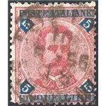 1891 - Umberto I 5 £ carminio ed azzurro con annullo originale in data, n° 64. Cert.: IC. Cat. € 500 (U)