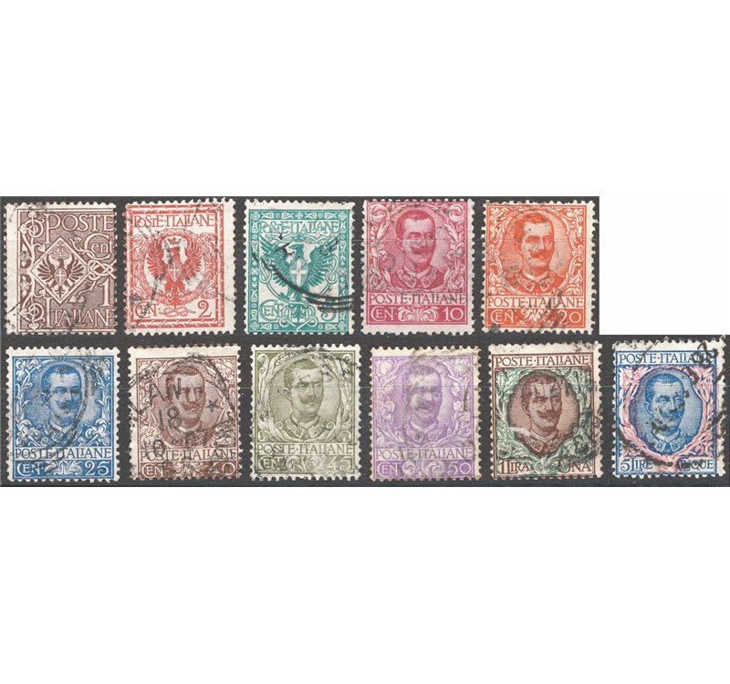 1901 - Floreale, serie n° 68/78. Cat. € 60 (U)