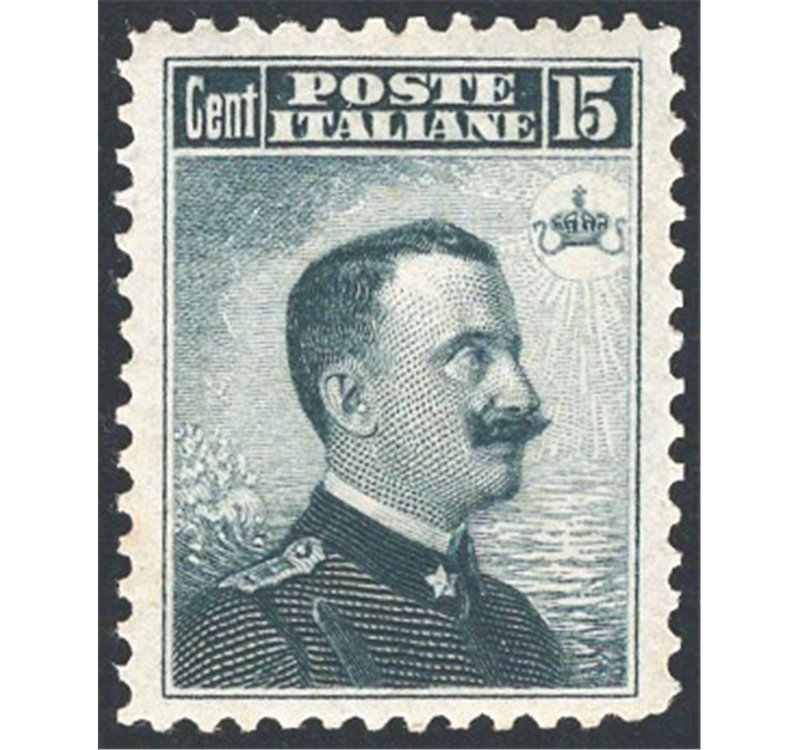 1906 - Vittorio Emanuele 15 c. grigio nero, n° 80 con ottima centratura. Firm.: Chia. Cert.: IC. Cat. € 1.400 (**)