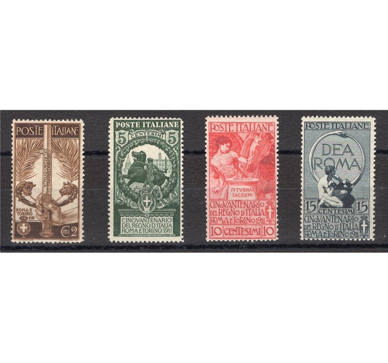 1911 - Unità d'Italia, serie n° 92/95. Cert.: IC. Cat. € 450 (**)