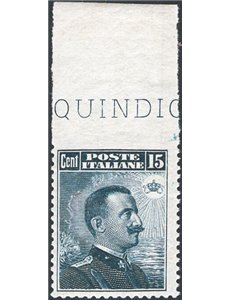 1911 - Michetti 15 c. grigio nero, n° 96f non dent. in alto con bordo di foglio completo. Cert.: IC. Cat. € 600 (**)