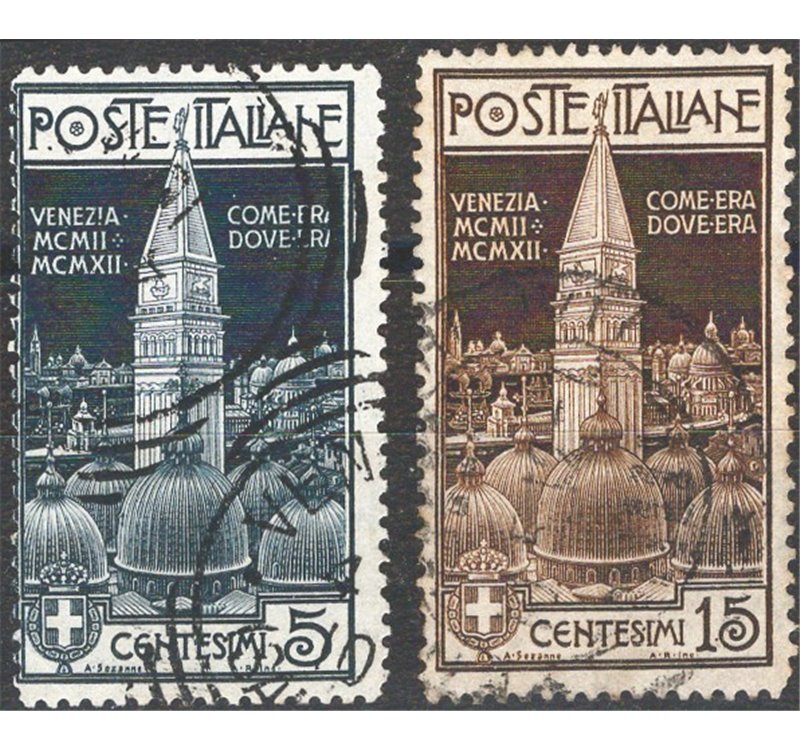 1912 - Campanile di Venezia, serie n° 97/98. Cat. € 100 (U)