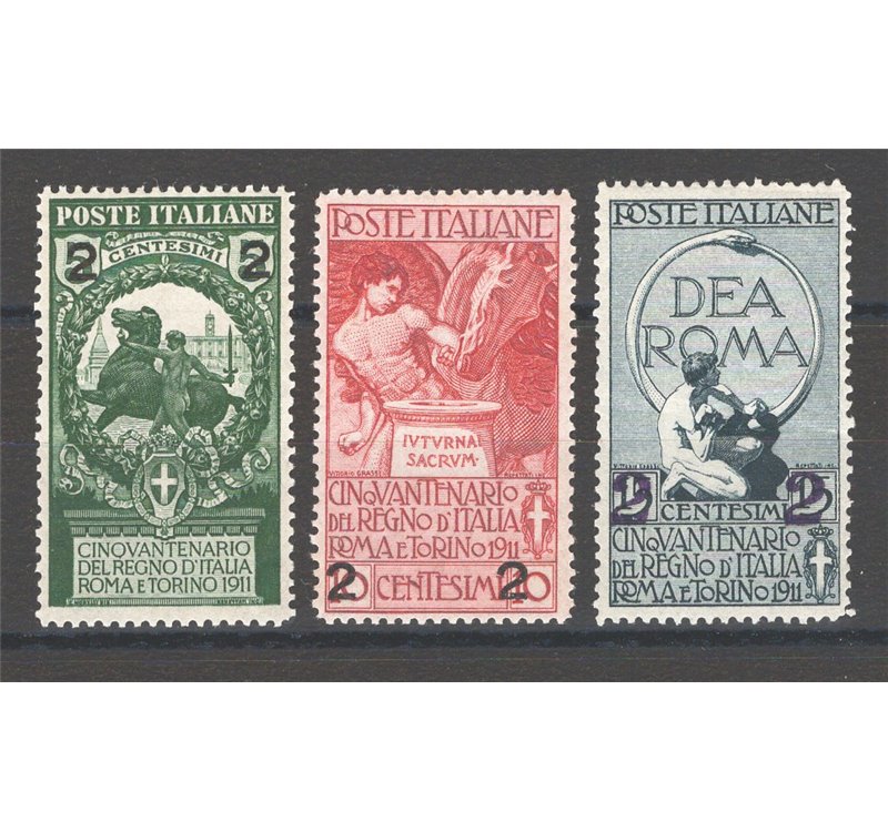 1913 - Unità d'Italia, serie n° 99/101 con ottima centratura. Cat. € 125 (**)