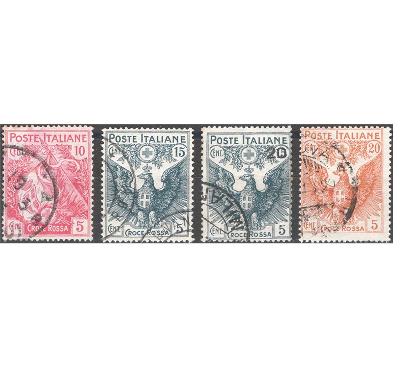 1915/16 - Pro Croce Rossa, serie n° 102/5. Cat. € 165 (U)