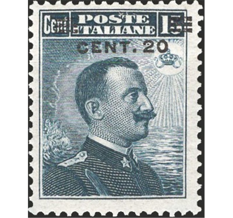 1916 - Michetti 20 c. su 14 grigio nero, n° 106. Cat. € 65 (**)