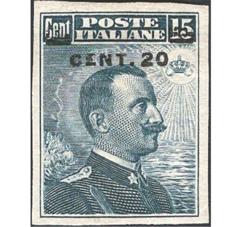 1916 - Michetti 20 c. su 14 grigio nero non dent., n° 106m. Firm.: Chia - ED. Cat. € 220 (*)