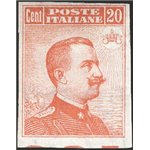 1916 - Michetti 20 c. arancio con varietà solo filigrana lettere e non dent., n° 109aa. Firm.: Chia. Cert.: IC (**)