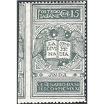 1921 - Dante 15 c. grigio non emesso, non dent. a sinistra, n° 116Ak. Cert.: IC. Cat. € 1.350 (**)