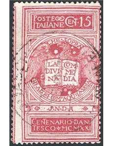 1922 - Dante 15 c. rosa brunastro, n° 116B. Cert.: IC. Cat. € 5.000 (U)