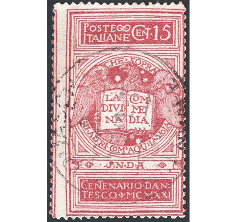 1922 - Dante 15 c. rosa brunastro, n° 116B. Cert.: IC. Cat. € 5.000 (U)