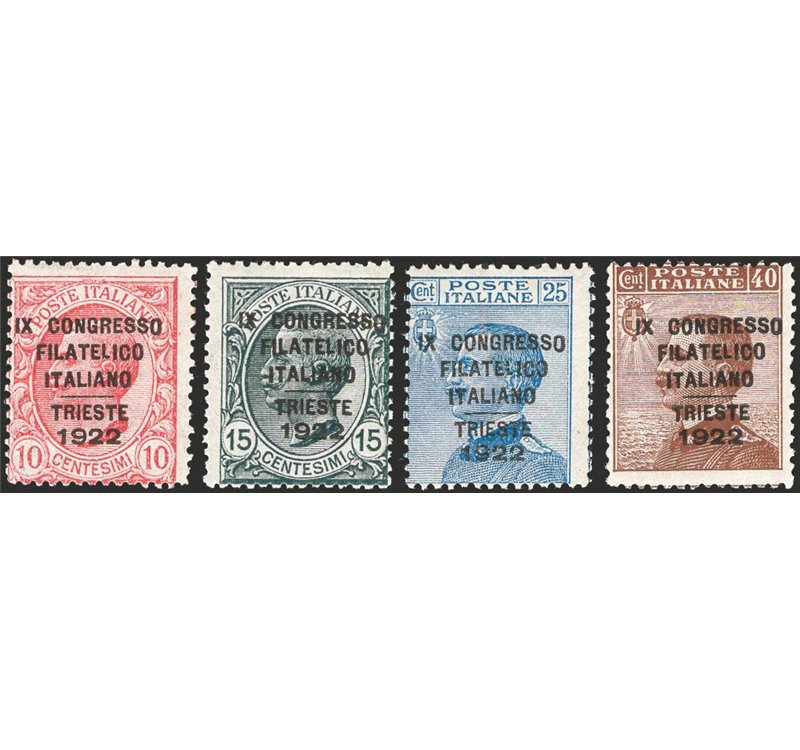 1922 - Congresso Filatelico, serie n° 123/26. Cert.: IC. Cert.: AD. Cat. € 4.500 (**)