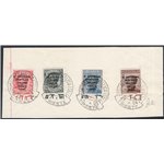 1922 - Congresso Filatelico, serie n° 123/26 su frammento con con bordo di foglio. Cert.: Cilio. Cat. € 1.600 (U/Fr)