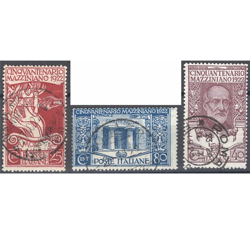 1922 - Mazzini, serie n° 128/30. Cat. € 165 (U)
