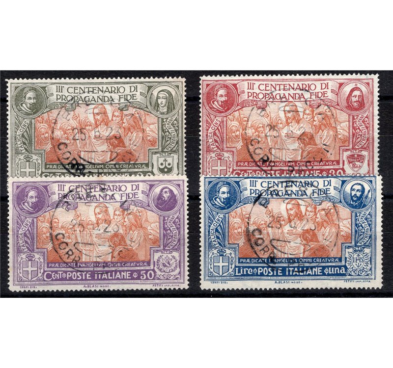 1923 - Propaganda Fide, serie n° 131/34. Cert.: IC. Cat. € 1.600 (U)