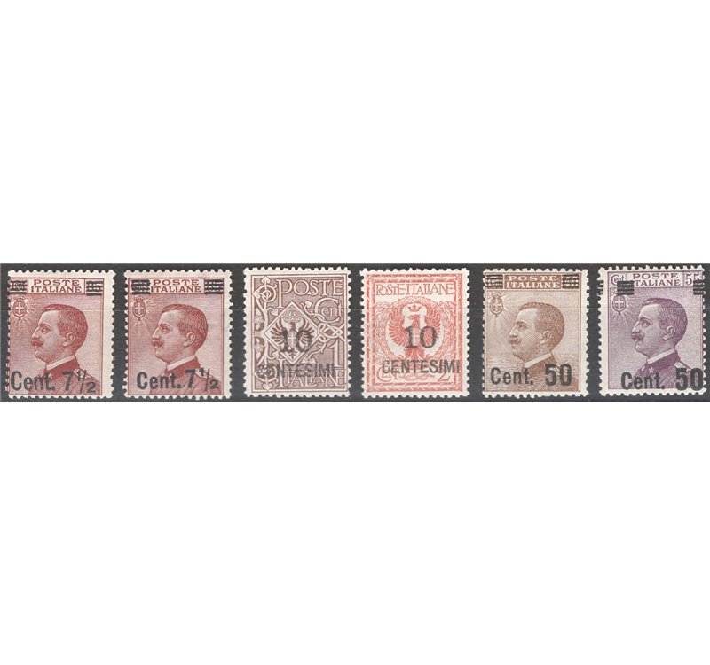 1923/27 - Vittorio Emanuele soprast., serie n° 135/40. Cat. € 175 (**)