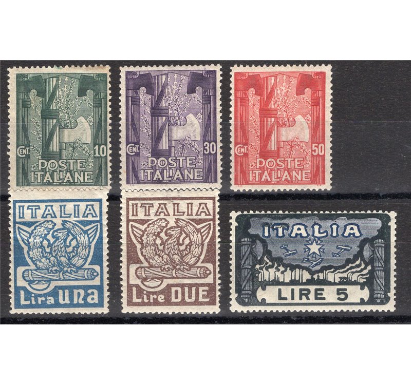 1923 - Marcia su Roma, serie n° 141/46 con ottima centratura. Cert.: Biondi. Cat. € 1.050 (**)