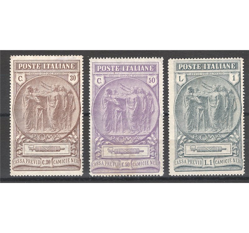 1923 - Camicie Nere, serie n° 147/49. Cert.: IC. Cat. € 400 (**)