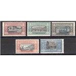 1923 - Manzoni, serie n° 151/55. Cert.: Biondi. Cat. € 1.000 (**)