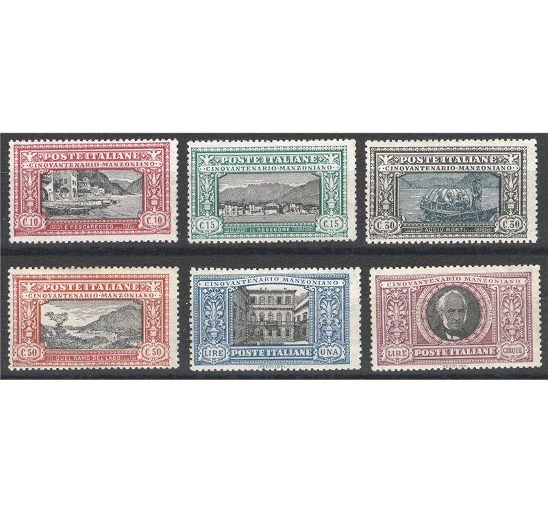 1923 - Manzoni, serie n° 151/56. Cert.: IC. Cat. € 3.500 (**)
