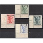 1924 - Vittoria soprast., serie n° 158/61 angolo di foglio. Cert.: Biondi. Cat. € 300 (**)