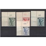 1924 - Vittoria soprast., n° 158d/61d con filigrana piccola croce. ed angolo di foglio con numero di tavola. Cert.: IC. Cert.: B