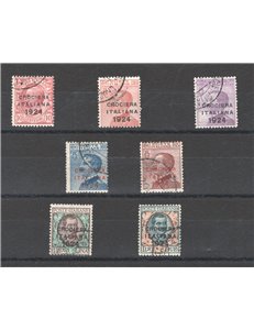 1924 - Crociera Italiana, serie n° 162/68 con annulli originali della crociera. Timbrino Bolaffi (2 £). Cert.: IC. Cat. € 1.750 