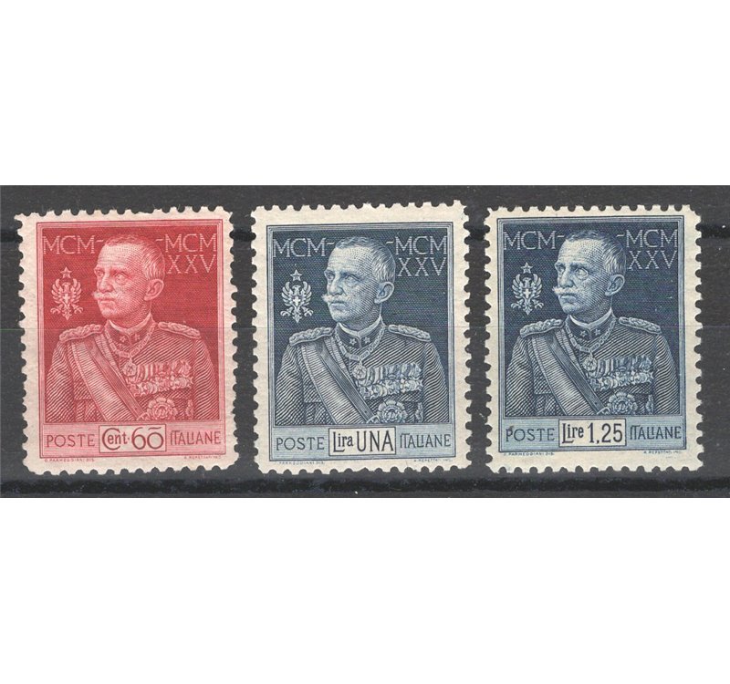 1925/26 - Giubileo dent. 11, serie n° 189/91 con ottima centratura. Cert.: IC. Cert.: Biondi. Cat. € 2.400 (**)