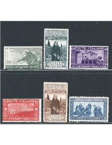 1926 - S. Francesco, n° 192/99 dent. più comuni. Cat. € 60 (**)