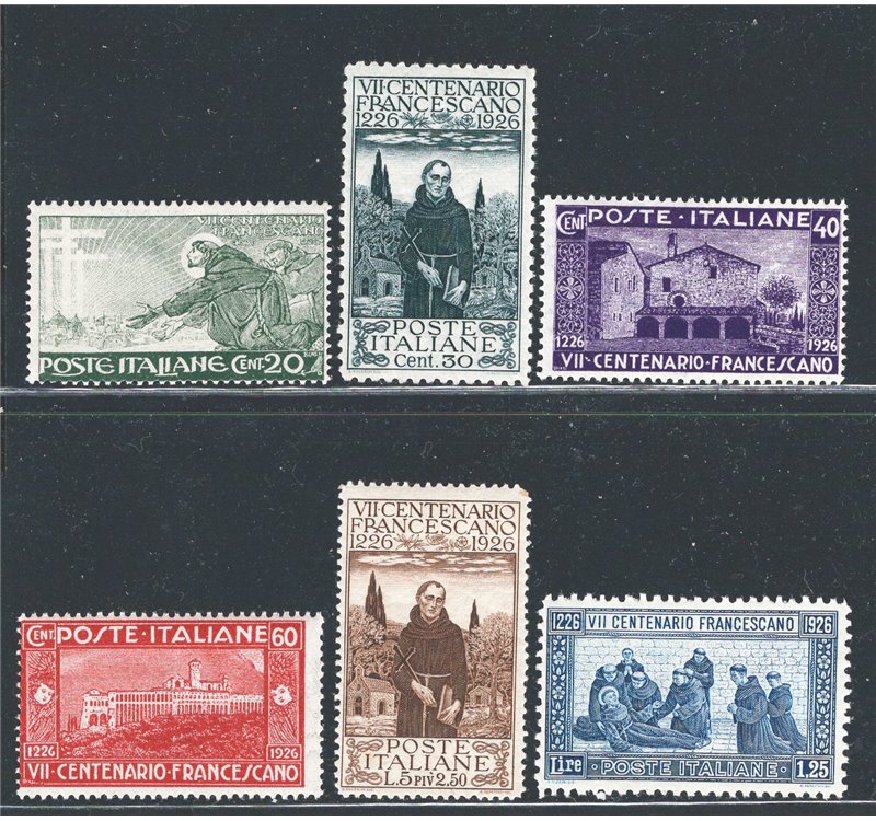 1926 - S. Francesco, n° 192/99 dent. più comuni. Cat. € 60 (**)