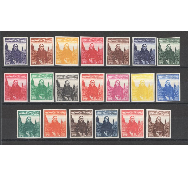 1926 - S. Francesco la serie completa delle 20 prove di colore. Cert.: IC