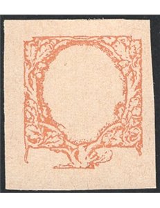 1926 - Floreale 2,50 £ prova della cornice in arancio non dent. senza filigrana, CEI n° PM 202. Cert.: Biondi. Cat. € 1.500 (**)