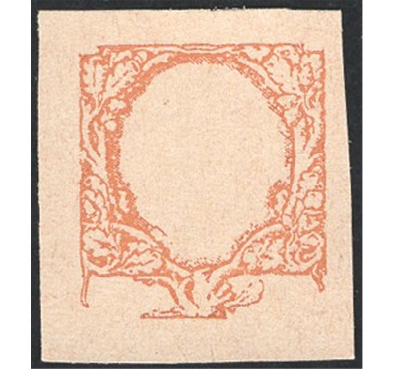 1926 - Floreale 2,50 £ prova della cornice in arancio non dent. senza filigrana, CEI n° PM 202. Cert.: Biondi. Cat. € 1.500 (**)